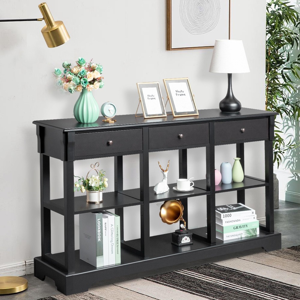 Console Sofa Table with Ample Storage, Retro Kitchen Buffet Cabinet Sideboard
