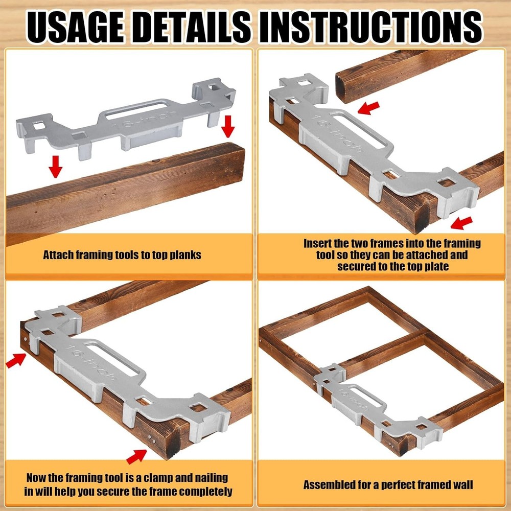 2Pc 16 Framing Tools Stud Layout Jig Cast Aluminum Spacing Guide