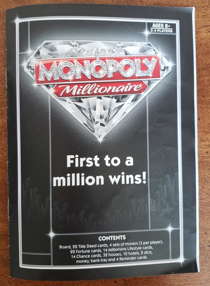 Monopoly MILLIONAIRE Replacement Game Board & Instructions 2012