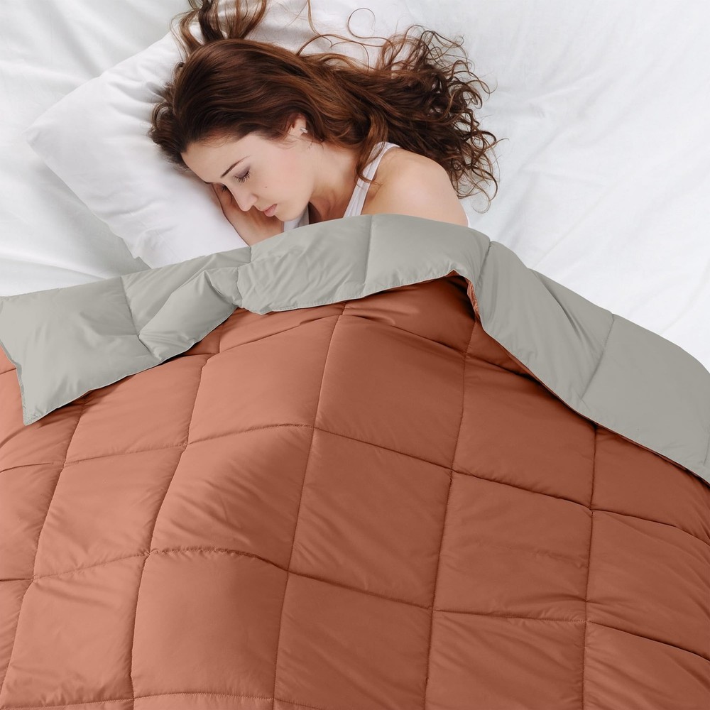 Modern Threads Down Alternative Reversible Comforter Orange Rust/Beige King