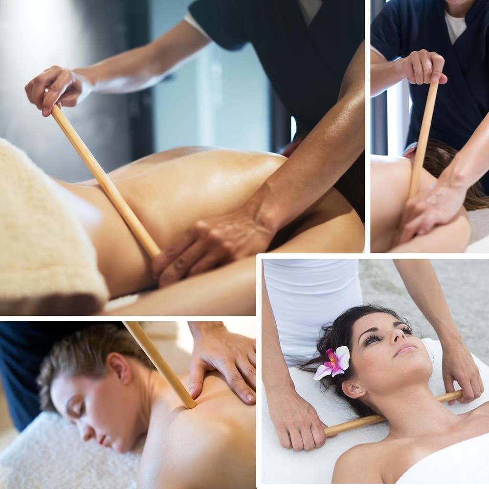 2 PCS Solid Bamboo Massage Stick Set for Body Shaping, Roller Stick... Fast Ship