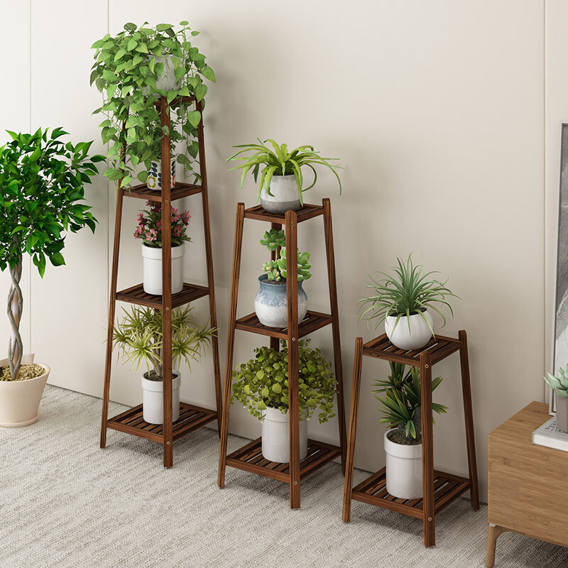 2/3/4-Tier Corner Tall Plant Stand Planter Wood Rack Flower Pots Holder Holder