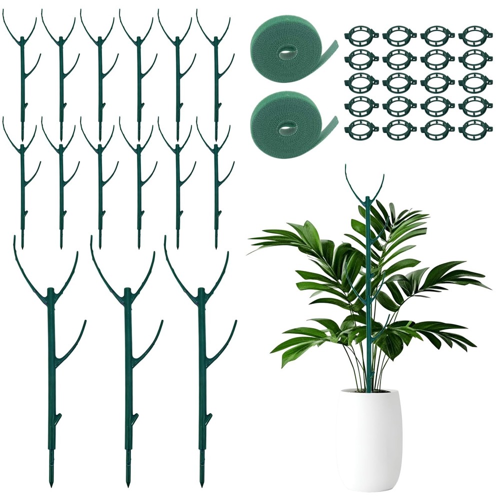 15 Pack Stackable Plant Support Stakes, Climbing Plant Support Pole, Philoden...