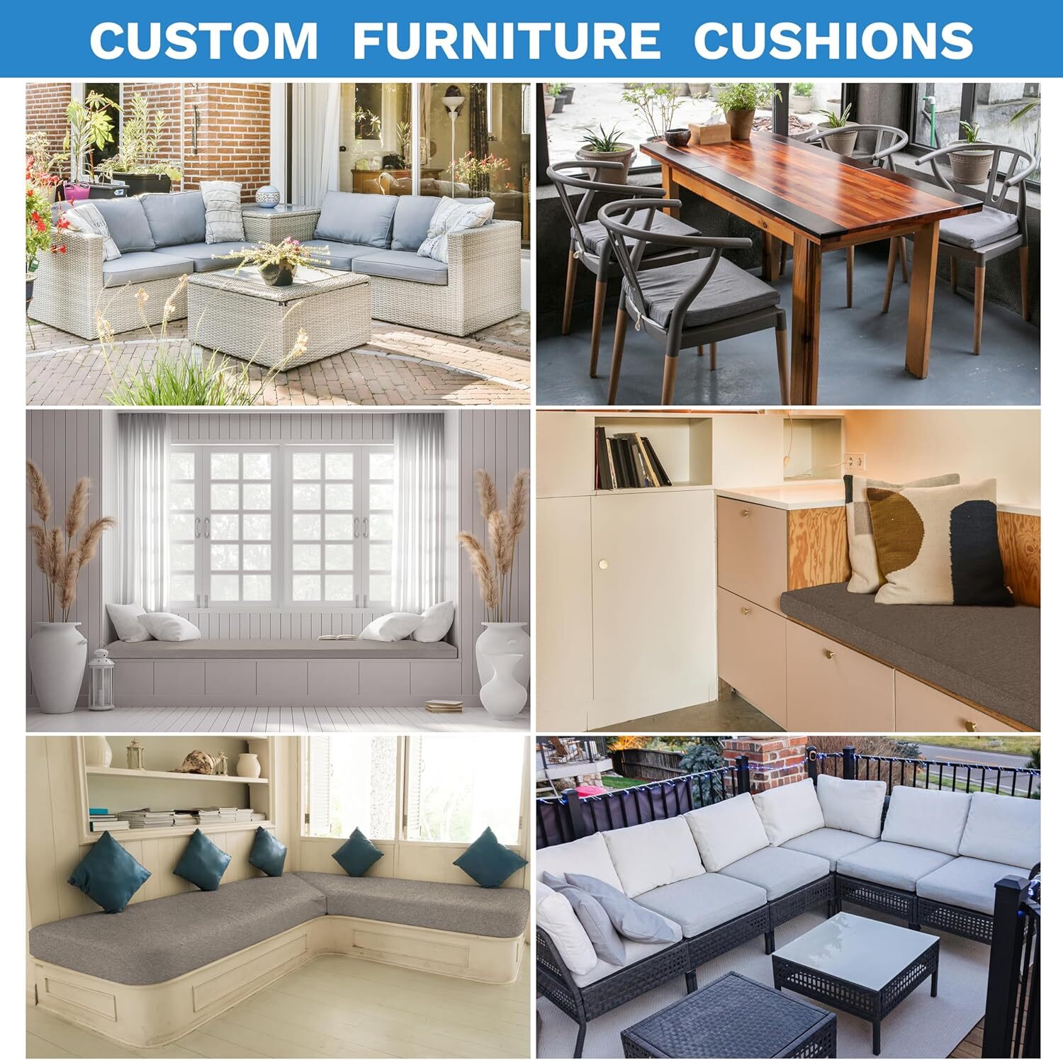 4 Inches Thick Custom Size Bench Cushion for Patio Furniture/Chair/Window Seat