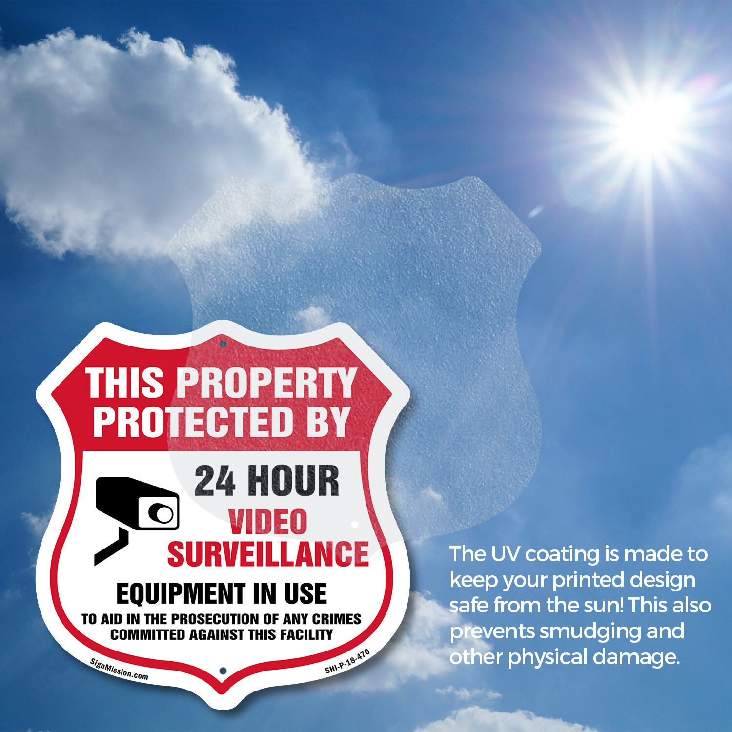 Video Surveillance Shield Sign This Property Protected By 24 Shield Shaped Sign