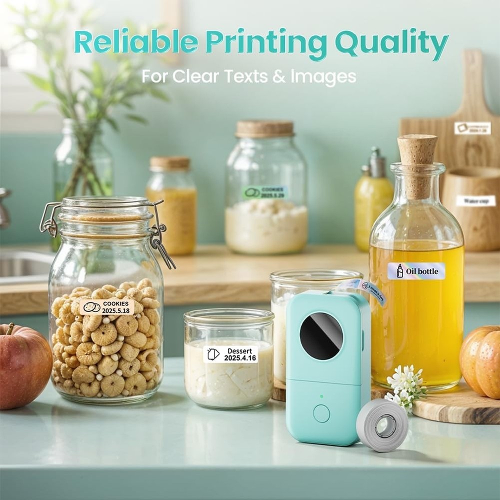 Phomemo D30 Label Maker Machine, Portable Bluetooth Mini Printer, Green