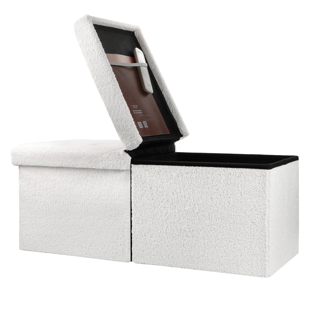 Storage Ottoman Bench with Folding Lid Ⅲ, Foot Stools Opens on Both Ends, Foo...