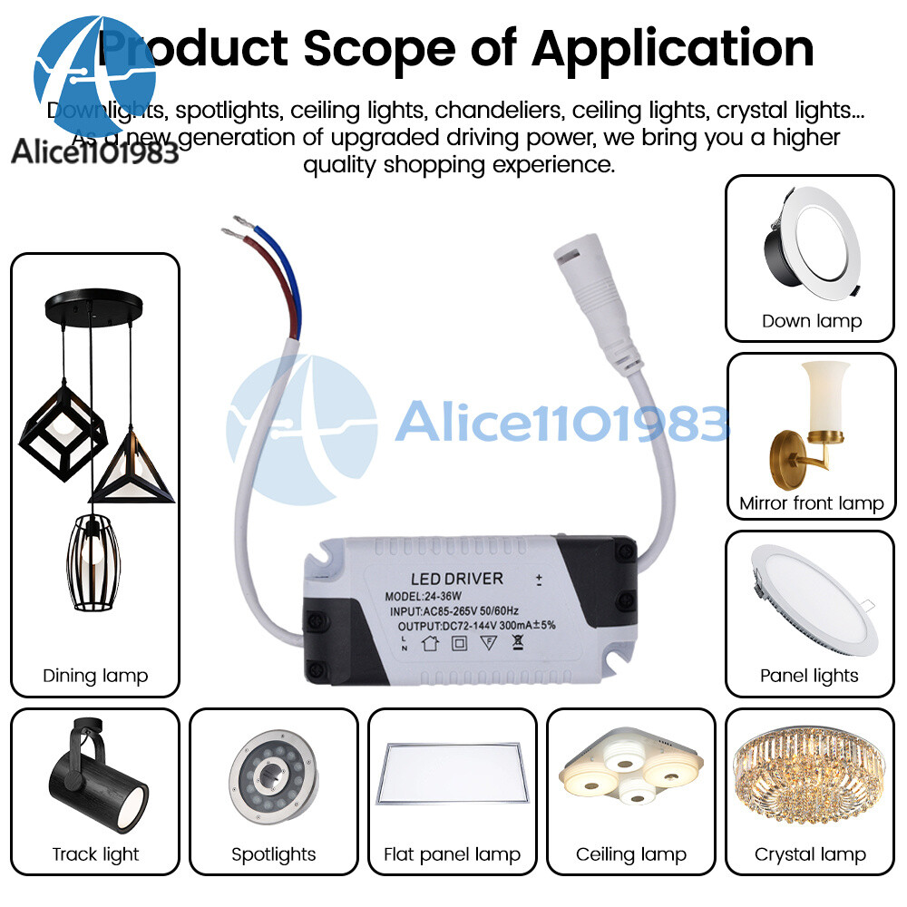 LED Panel Driver Ceiling Light AC85~265V 3-36W Transformer Power Supply Adapter