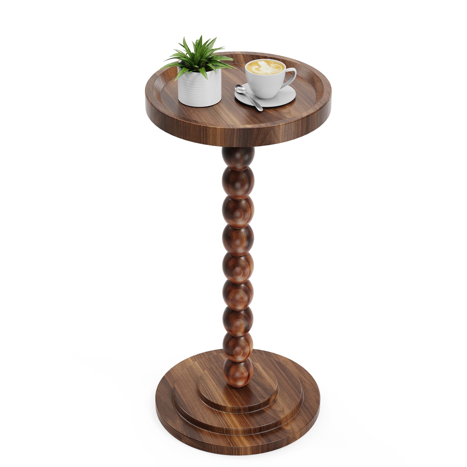 Round Wooden Side Table & Drink Table | Sturdy & Functional Mid-Century Moder...