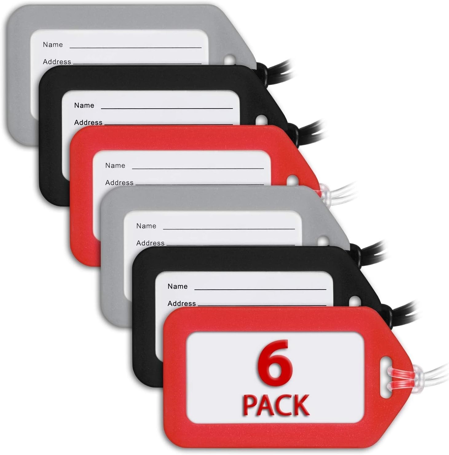 Reliable Luggage Tags Set - 6 PVC Tags with Protective Film for Travel Ease