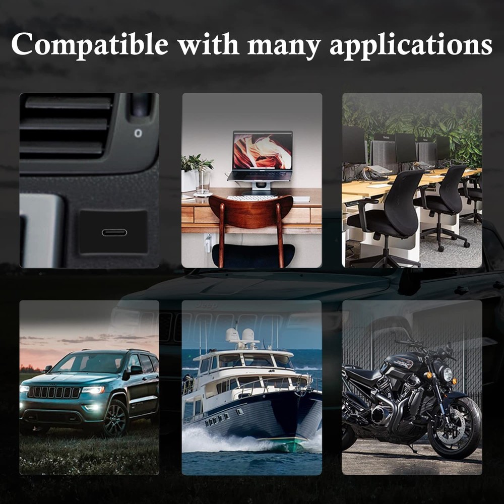 BATIGE Square Type C 3.1 Car Flush Mount Cable USB C Panel 3ft, Black