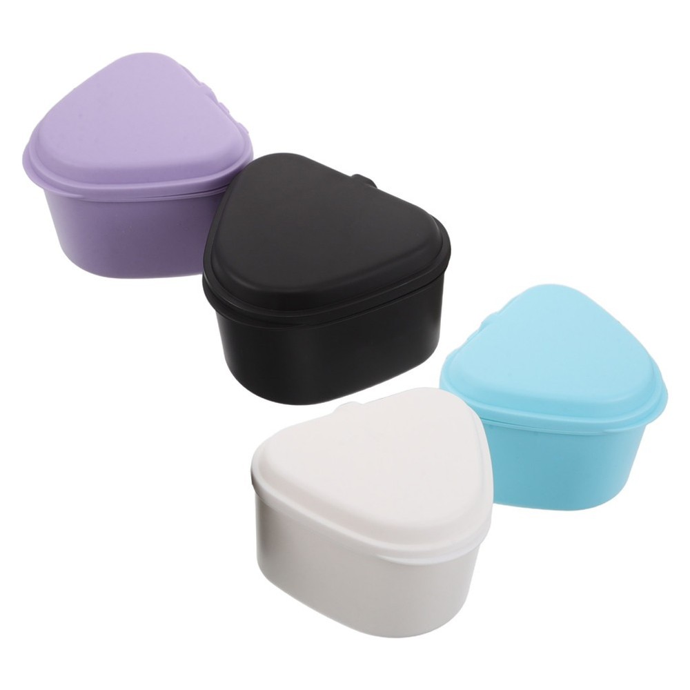 4 Pcs Retainer Portable Cleaning Case Denture Storage Box Compact Plastic