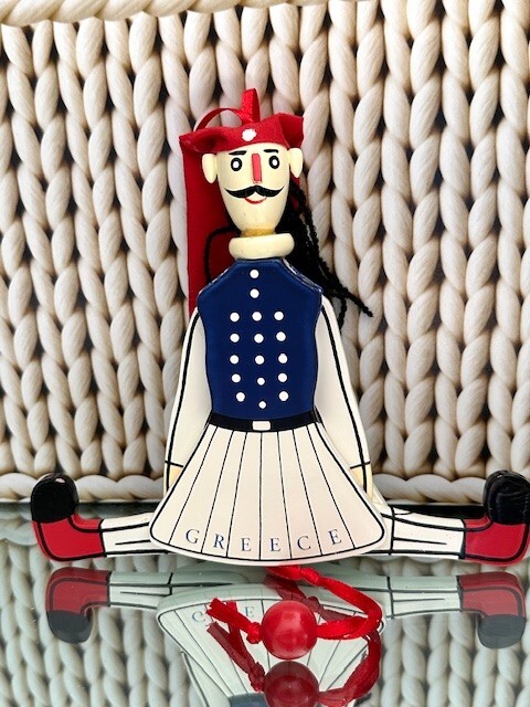 Vintage Pull String Puppet Wood Toy Grecce 1980