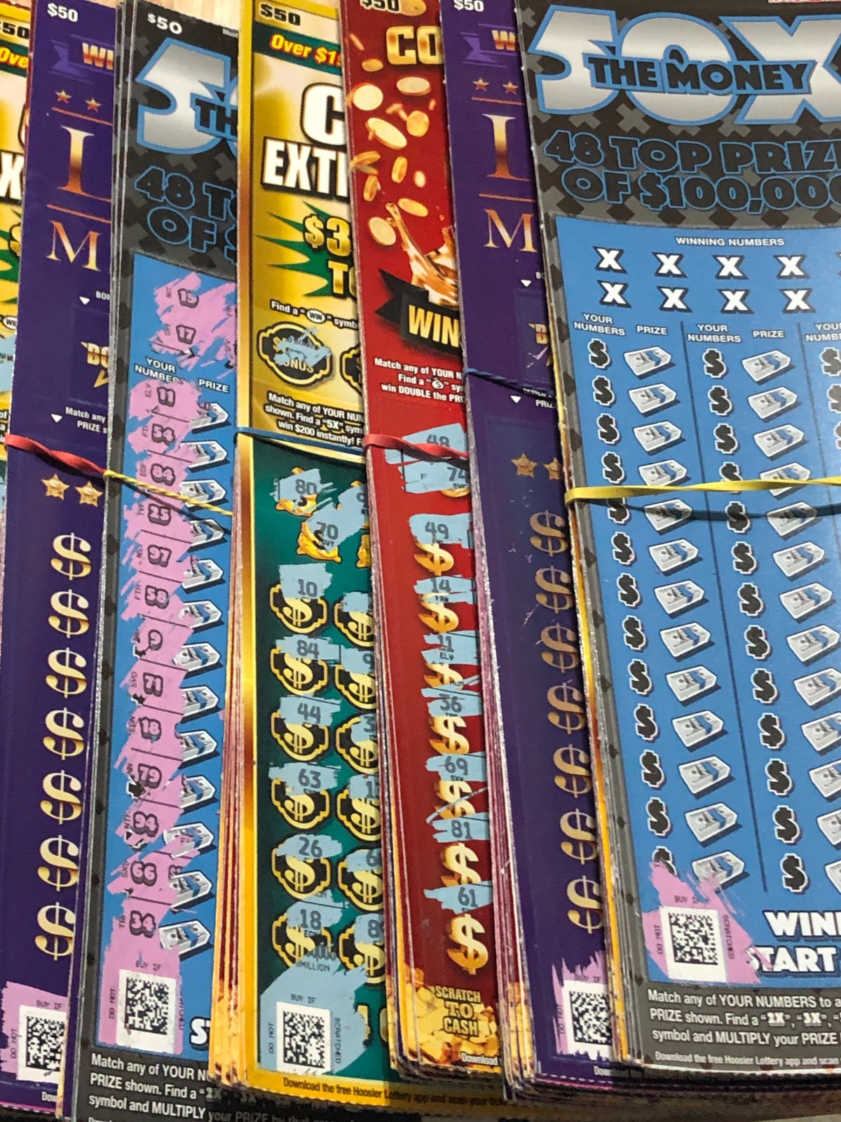 $6,000 Worth of Indiana NON-WINNING used $50 Lottery Scratch off Tickets 2025