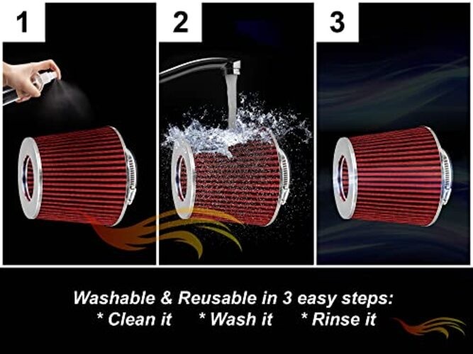 RED 89 mm Inlet Cold Air INTAKE Cone Replacement Performance Washable 3.5"