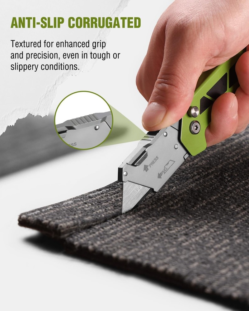 WORKPRO Pocket Folding Utility Knife Quick Change Axis Lock Box Cutter 10 Blades