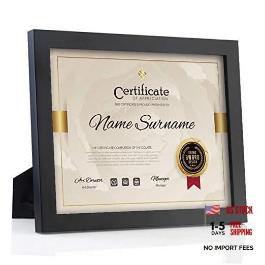 Document Frame Certificate Frames Made of Solid Wood High 8.5x11 Black