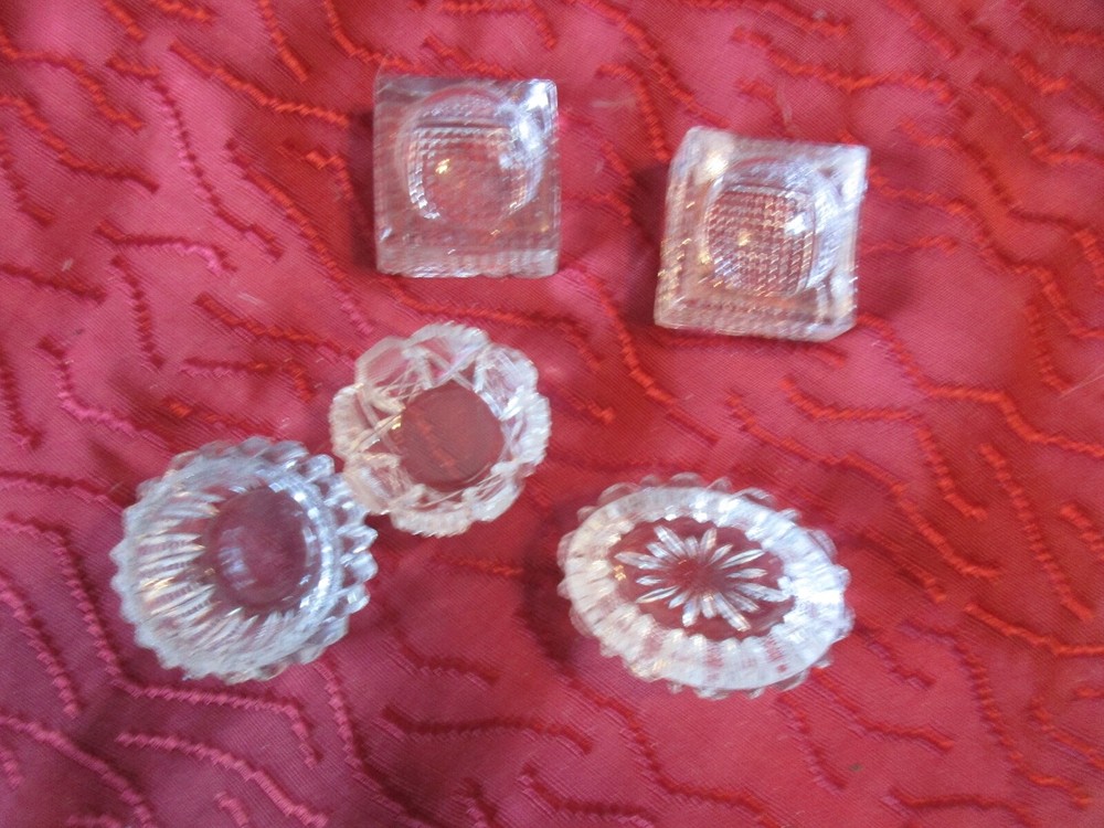 5 SALT CELLARS GLASS VARIOUS SHAPES