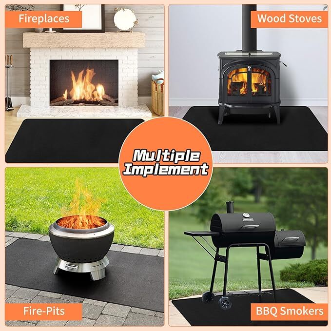 Durable Fireproof Fireplace Carpet Grill Rug Protection Mat Flame Resistant Pad