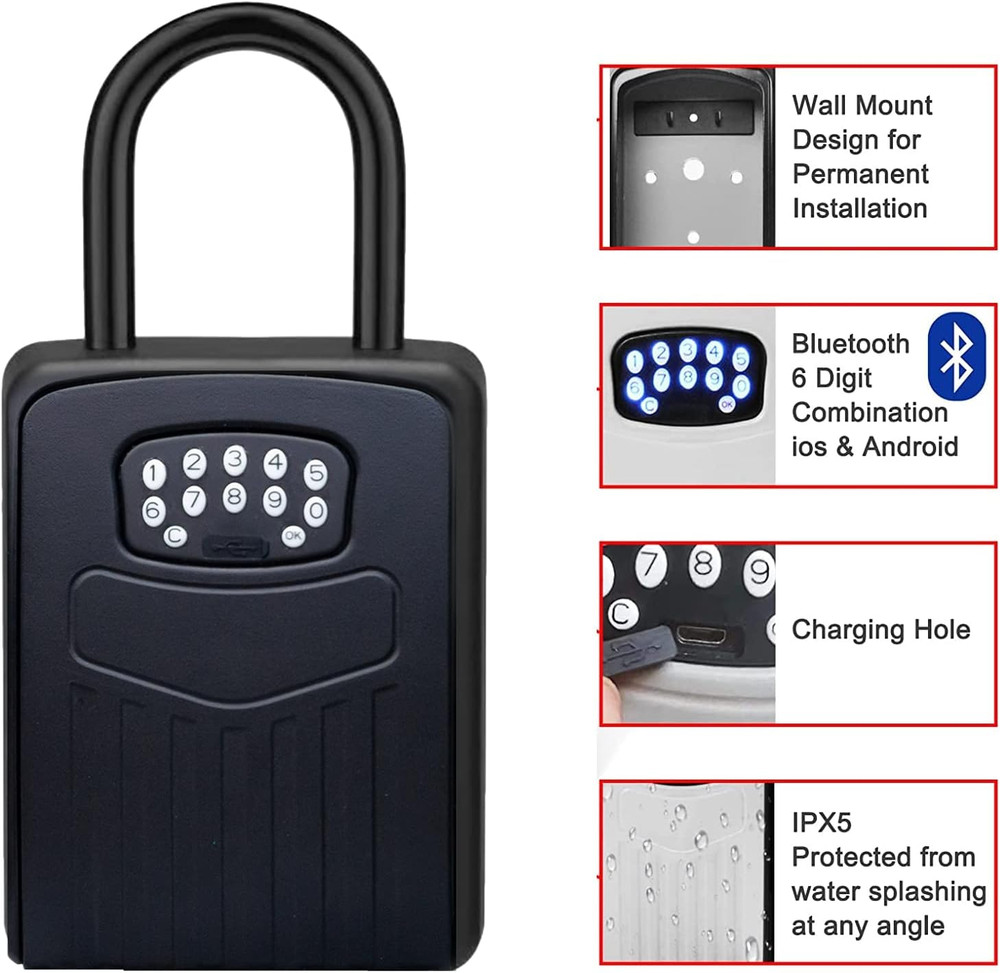 Smart Key Lock Box, APP Control Bluetooth Wireless Lock Box for House Key Outdoo