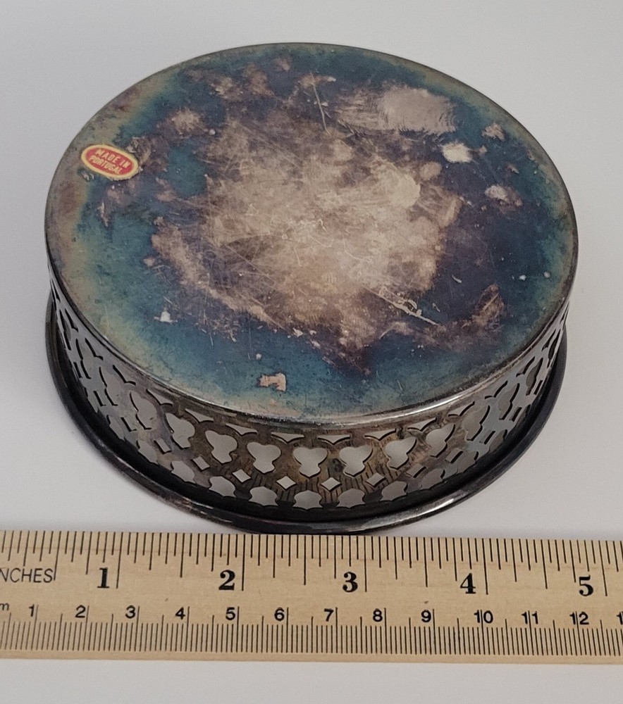 Tarnished Silver Wine Bottle Coaster