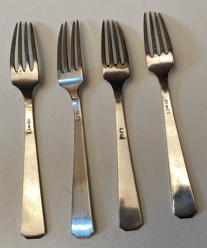 Four (4) Vintage Silver Forks DS 85 Bird Mark