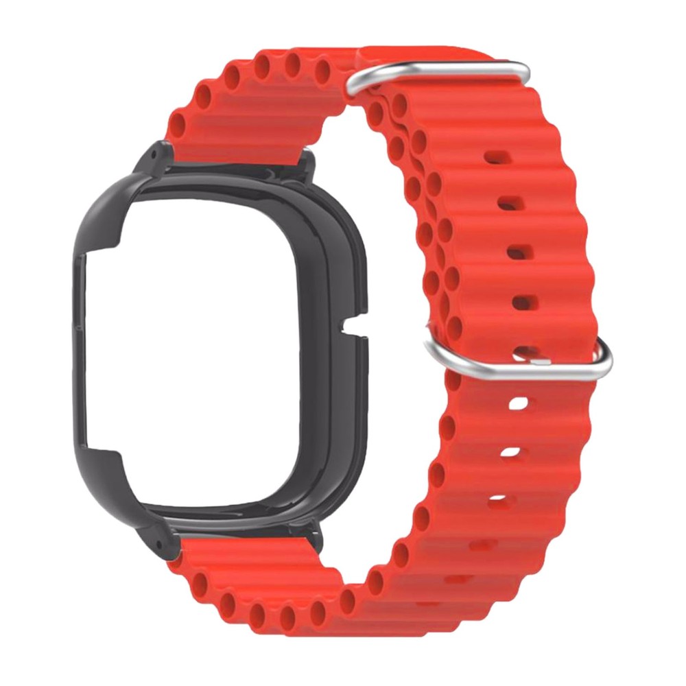 Silicone Watch Band With Case Replacement For Honor 4 Adjustable Strap (Red )