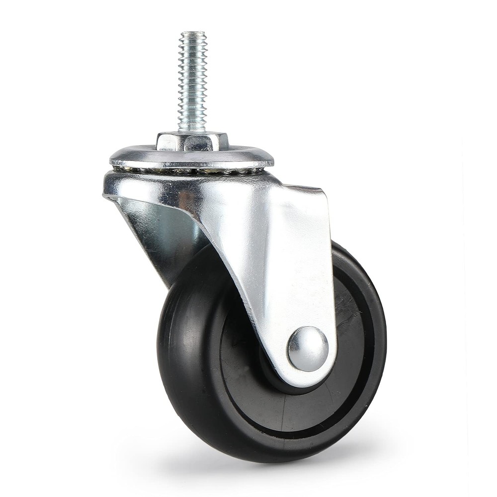 2 inch Rubber Casters, 1/4-20 Threaded Stem, Ideal for Carts 2" wheels, Black