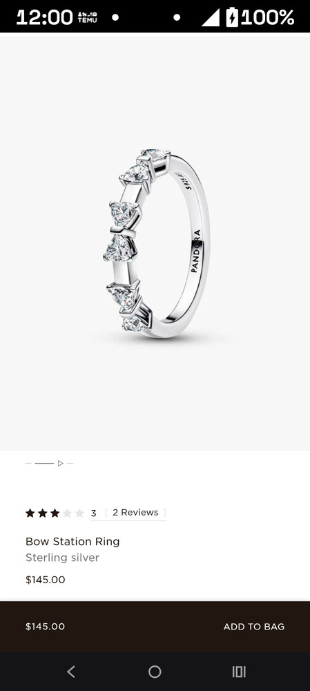 Pandora bow station ring sterling silver.