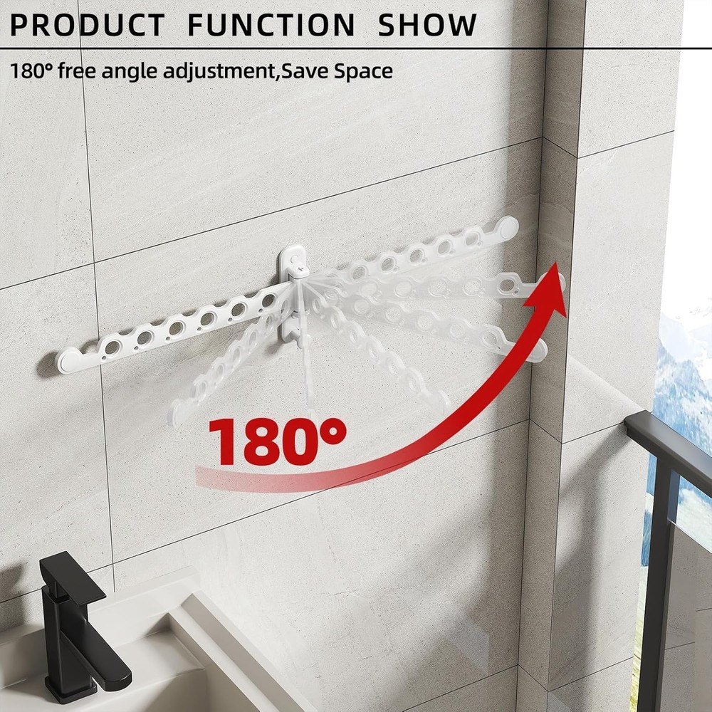 Wall Mounted Clothes Hanger Rack Foldable Drying Rack Hook Folding Indoor for La