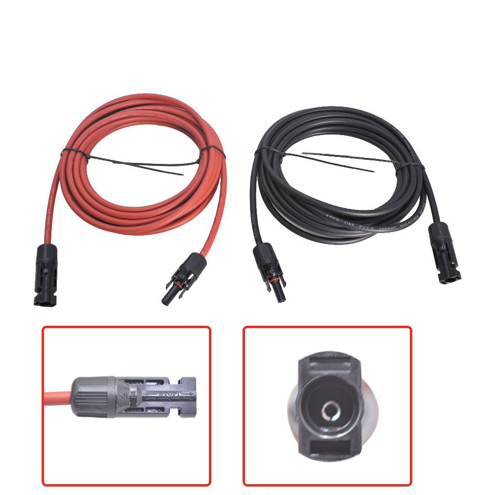 25 FT Black + Red 12AWG Solar Panel Extension Cable Wire Connector 1 Pair
