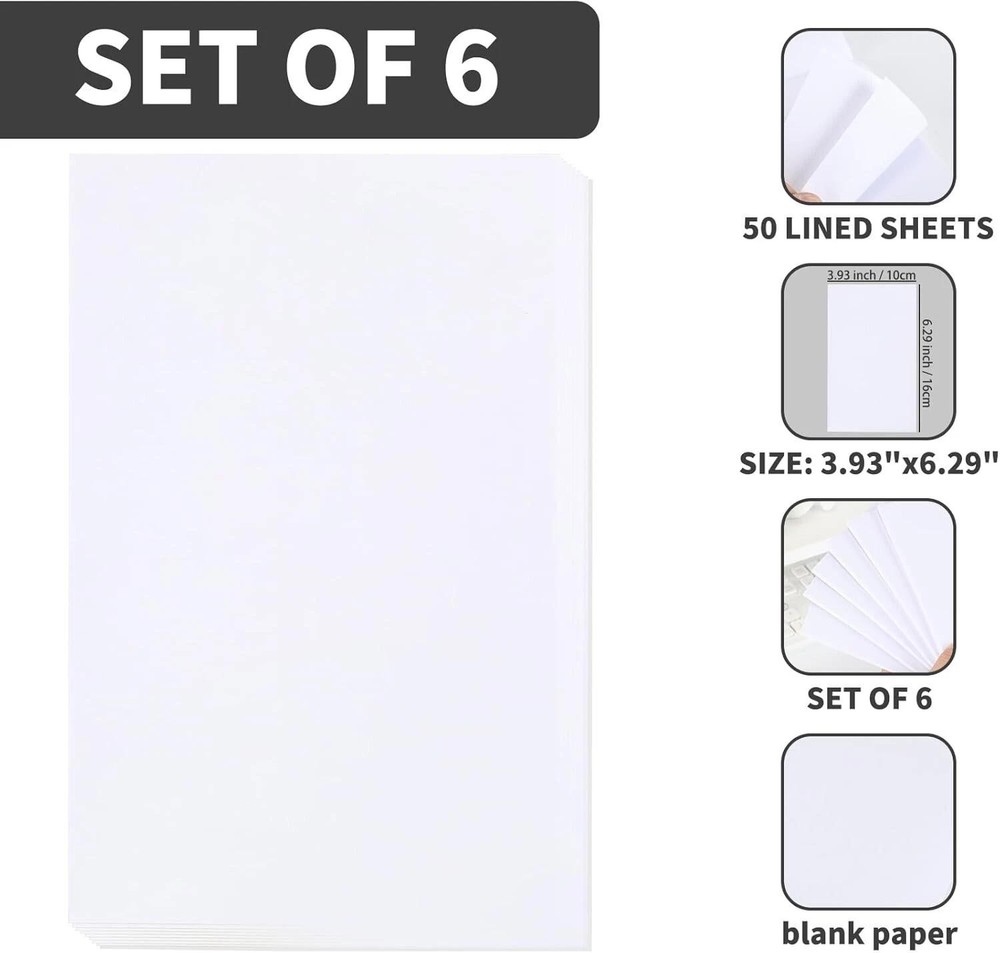 6 Pack 4x6 Blank Memo Note Pads 50 Sheets Small Scratch Pads for Writing