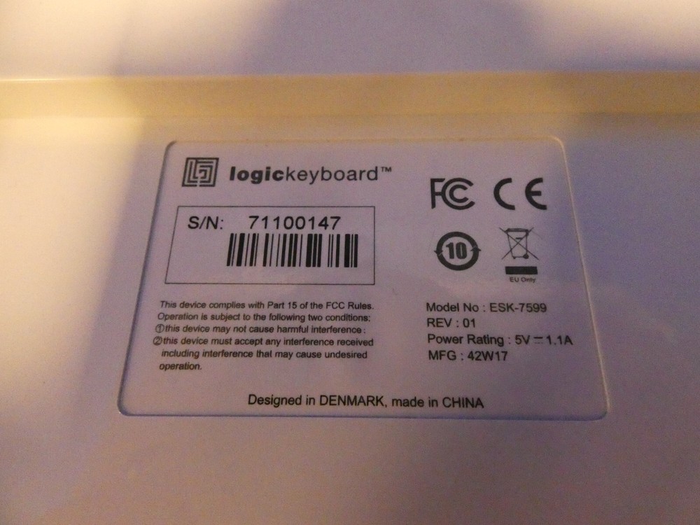 Logic Keyboard Model ESK-7599 w/USB Connection QTY 2, Working