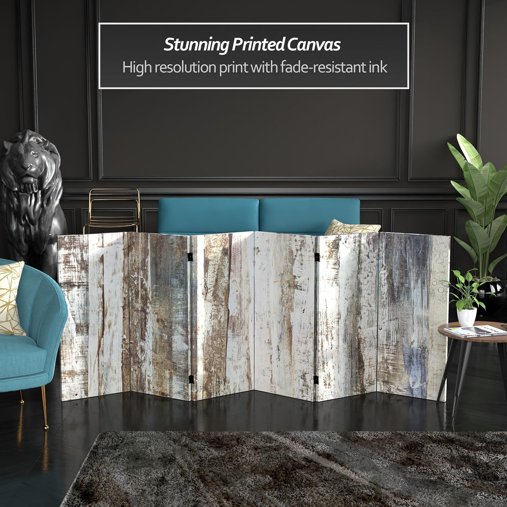 3ft Double-Sided Winter Woods Folding Screen - 6 Panel Room Divider