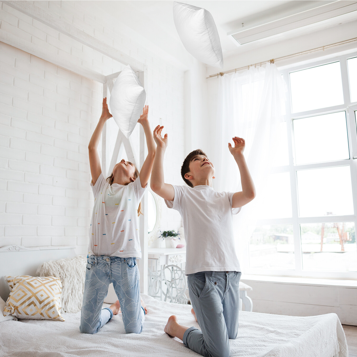 Decorative Throw Pillows Insert Pack of 4 Couch Pillows Sofa Bounce Back Cushion