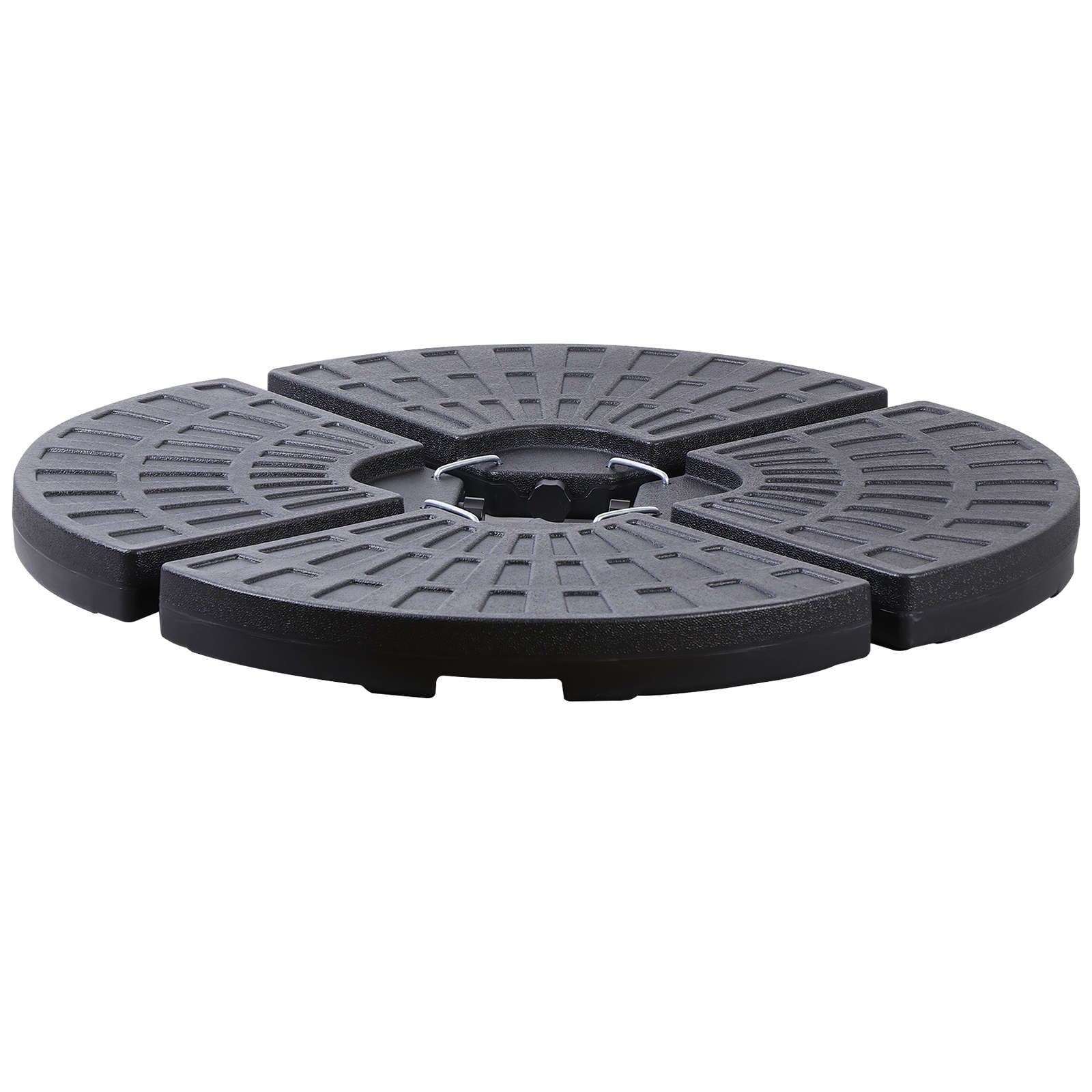 4-Piece Offset Patio Umbrella Circular Base Stand w/ Hooks & Carry Handles