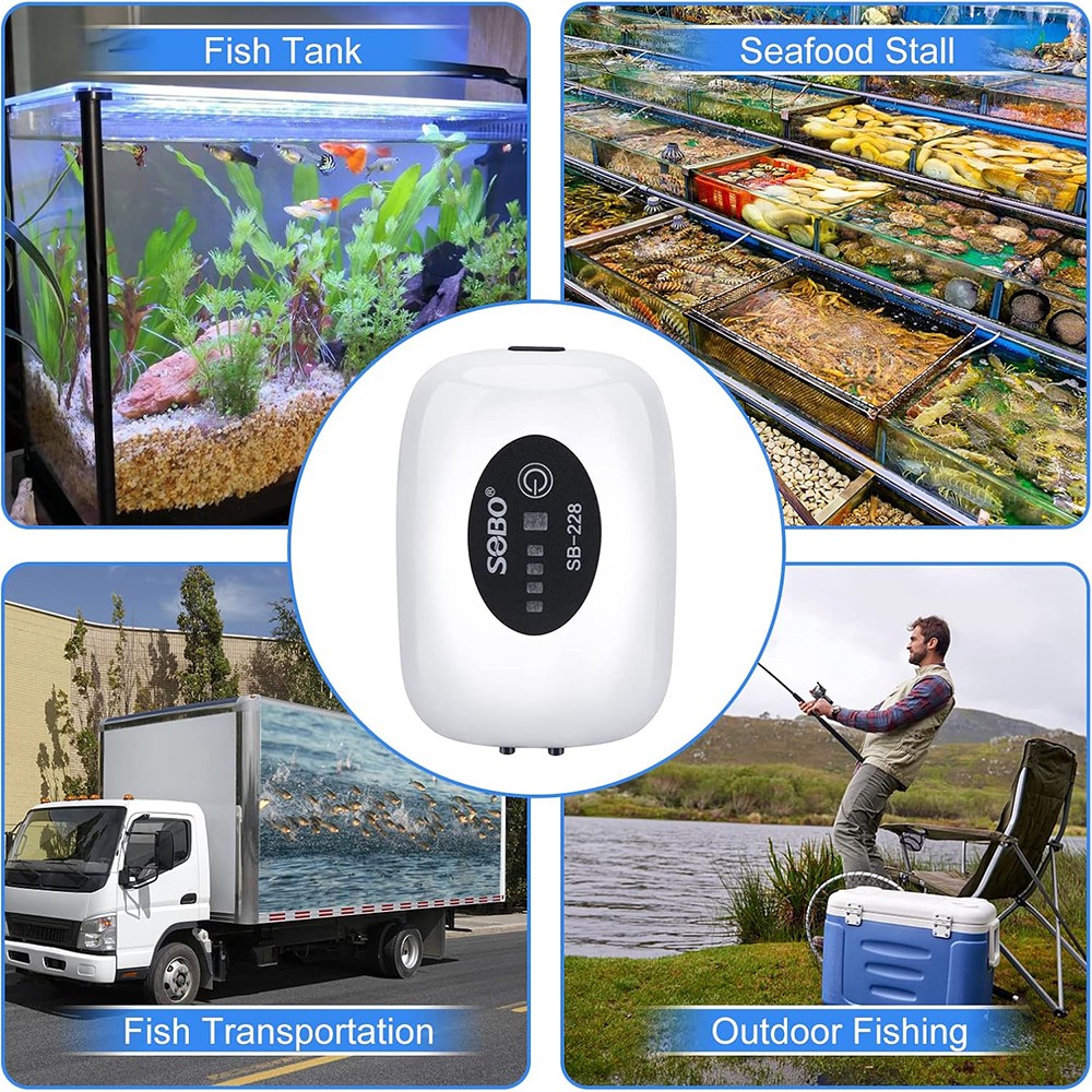 Air Pump Aerator Oxygen Pump Portable USB Rechargeable Air Bubbler For Fish Tank