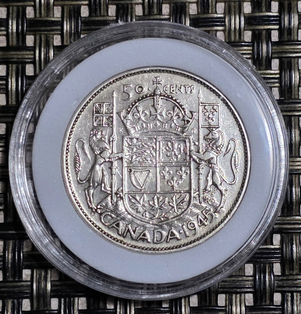 1945 Canada 50 Cent Silver Coin Half Dollar AU