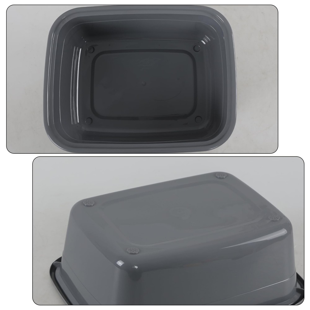 4 Pack 12 Quart Plastic Rectangular Dish Washing Pan Gray Dishpan Wash Basin