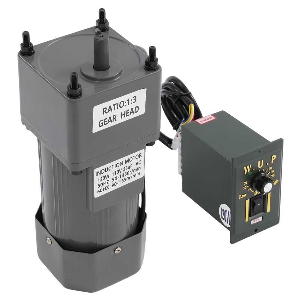 Gear Reducer Motor+Variable Speed Controller 1:3(3K) 450RPM Adjustable 110V 120W
