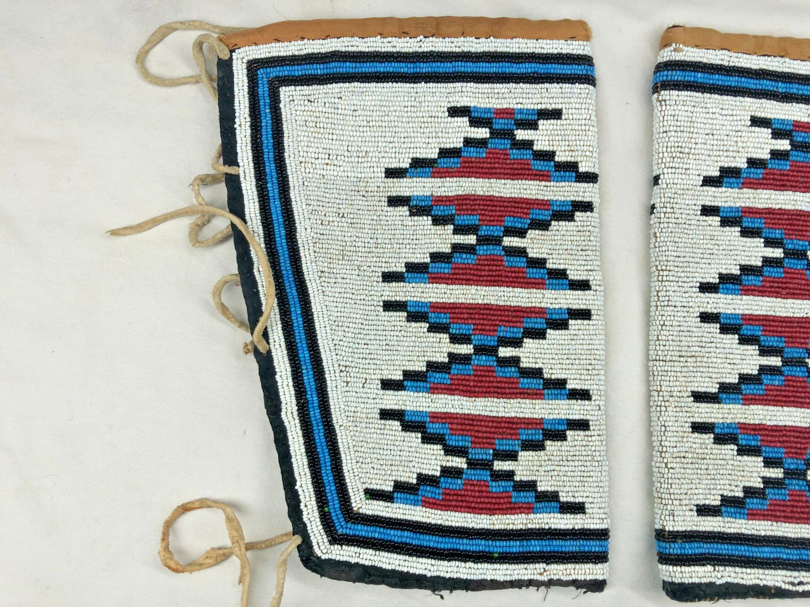 LATE 1800'S/EARLY 1900'S NATIVE AMERICAN MADE BEADED WRIST CUFFS W/ TRADE CLOTH