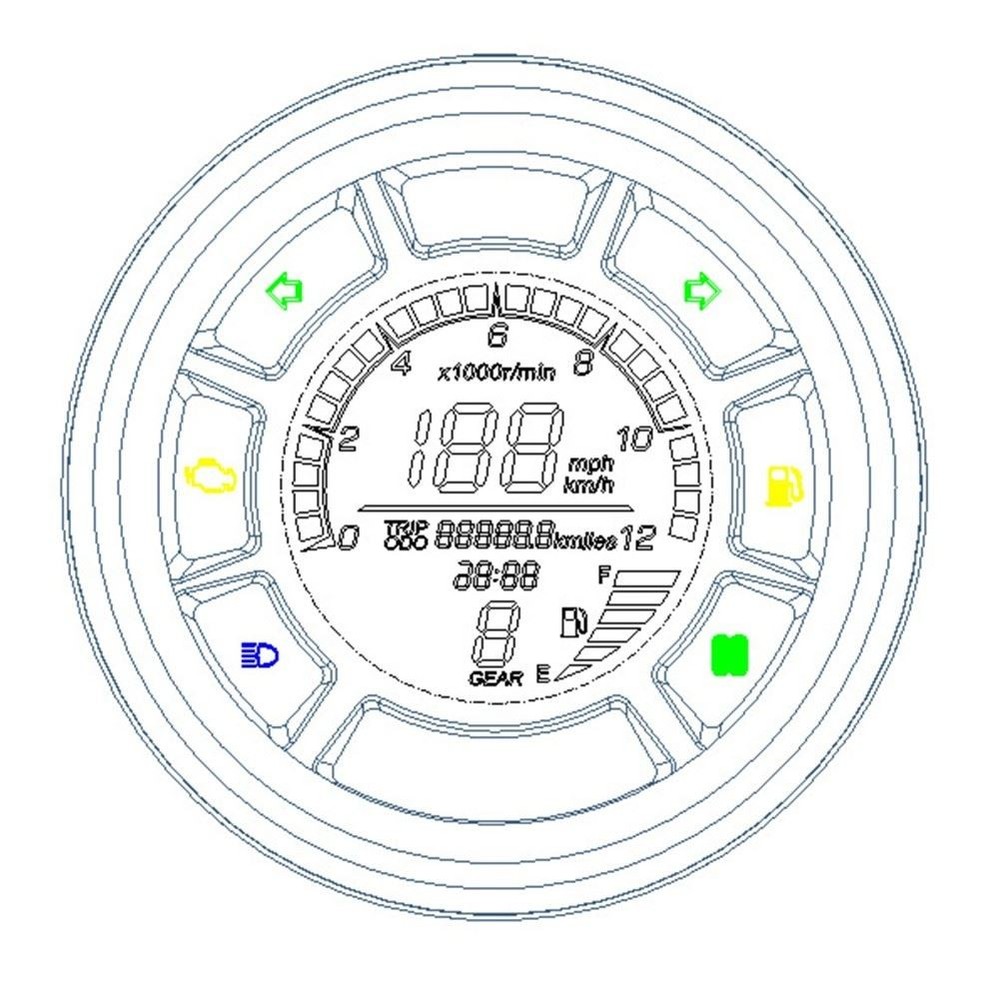 Motorcycle LCD Instrument Universal LCD Digital Speedometer Odometer