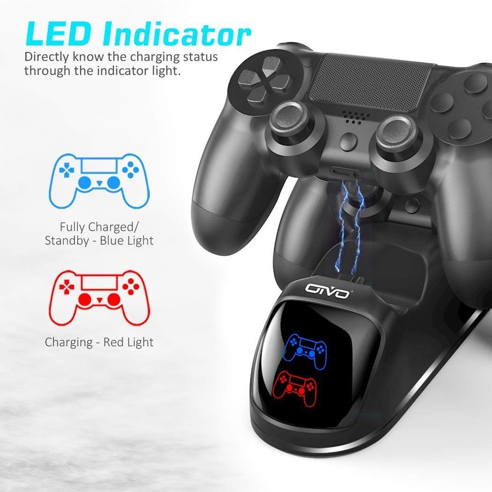 OIVO PS4 Controller Charger Dock Station - Fast Charging & LED Indicator