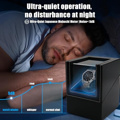 Automatic Watch Winder for Single Watch - Silent Full-Tooth Motor Plastic Base