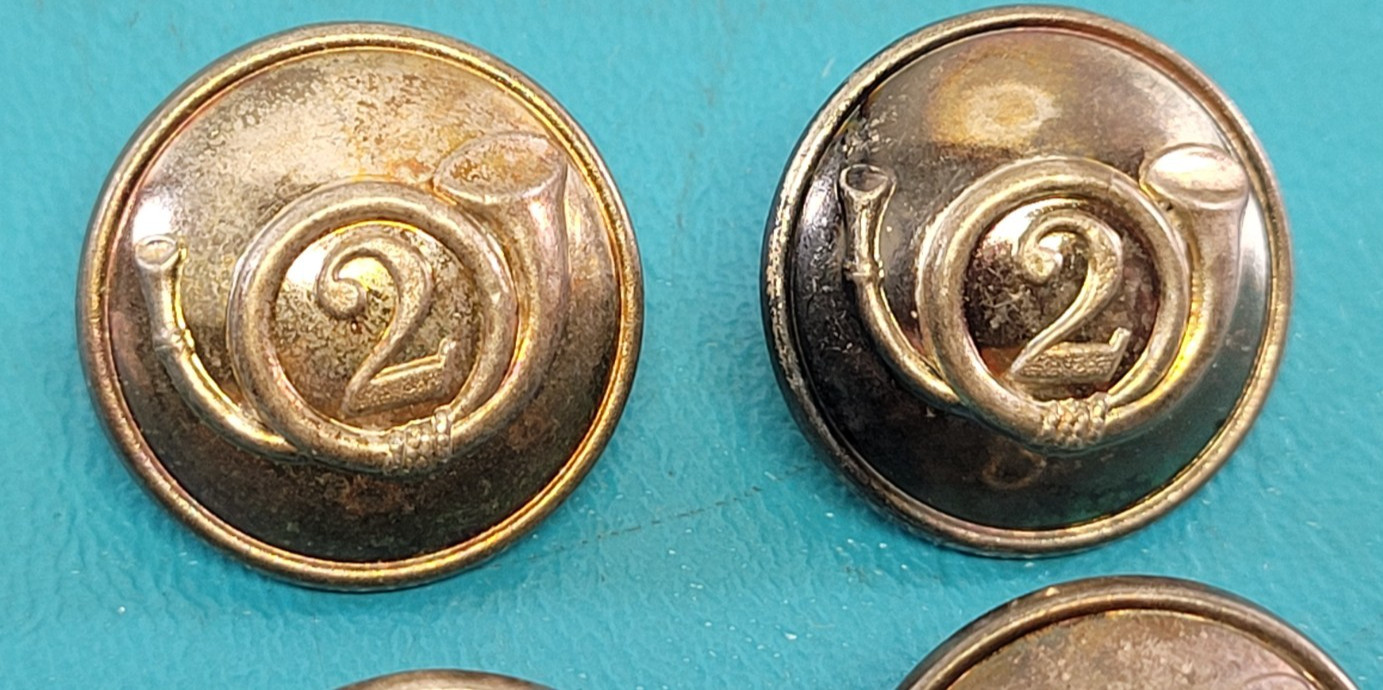 4 Spanish Amer War Army 2nd Light Infantry Buttons Silver Plate TW&W PARIS T1195