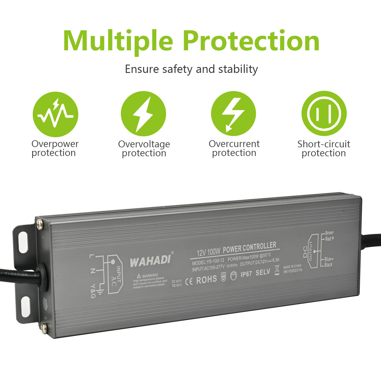 LED Power Supply 110V to DC 12V Voltage Converter Transformer Adapter Waterproof