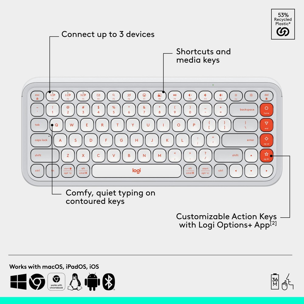 Logitech - POP ICON COMBO Compact TKL Bluetooth Keyboard and Mouse Bundle wit...