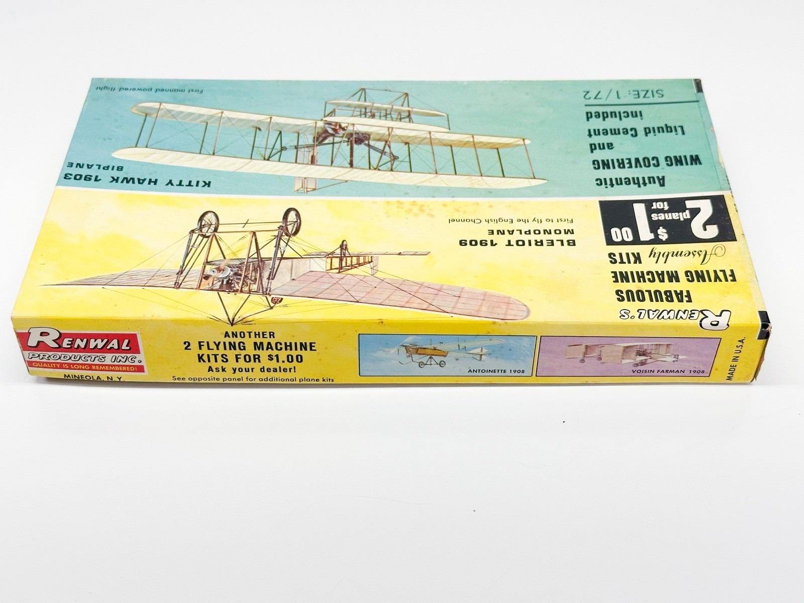 Renwal 1909 Bleroit Monoplane & 1903 Kitty Hawk Biplane 1/72 Plastic Model Kit