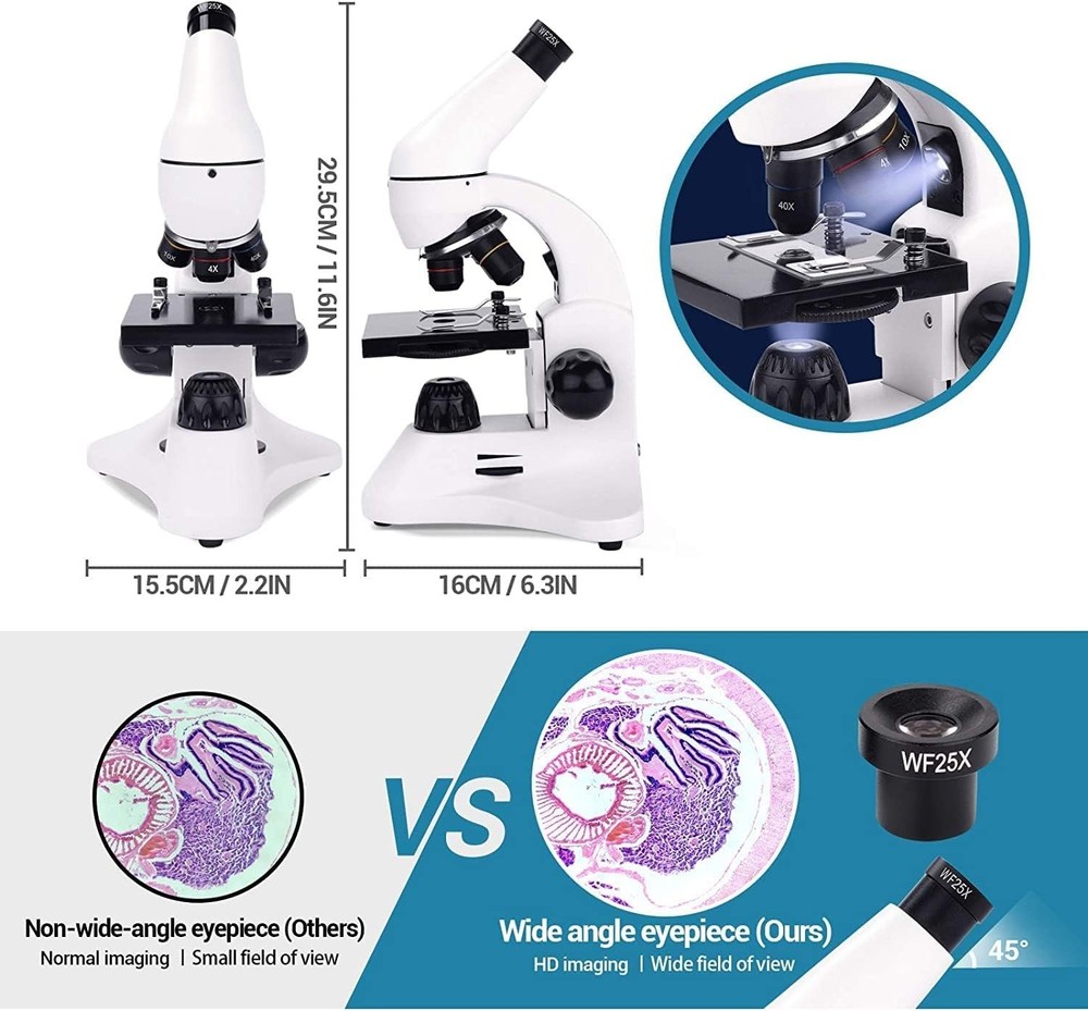 USCAMEL Microscope for Adults Kids, 100X-2000X Biological Compound Microscope