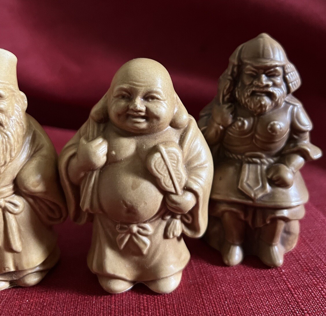 Vintage Japanese Porcelain Figurines Hotei, Ebisu, Samurai Warrior, Fukurokuju